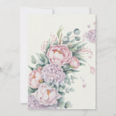 Romantische Hochzeit von Wasserfarbenpeony Hydrang Einladung (Rückseite)