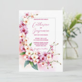 Romantische Hochzeit von zarten Rosa und Weißen Or Einladung (Stehend Vorderseite)