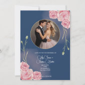 Romantische Hochzeit zwischen Navy und Blush Pink Einladung (Vorderseite)