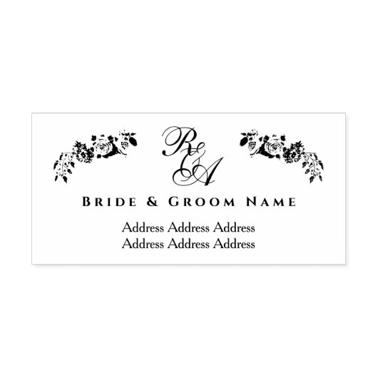 Romantische Hochzeitadresse Monogram Permastempel (Design)