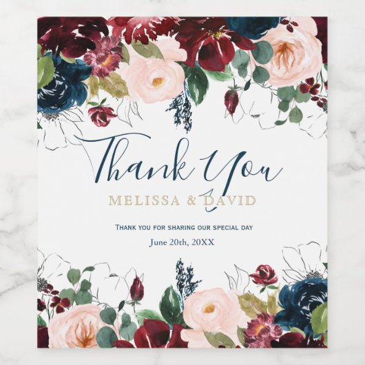 Romantische Hochzeiten Blume Weinflaschen Weinetikett (Einzelnes Label)