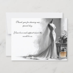 Romantische Hochzeits-Dankeskarten – Brautkleid Postkarte
