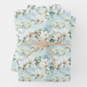 Romantische Hochzeitsblumen und Ringe Geschenkpapier Set (Beispiel)