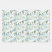 Romantische Hochzeitsblumen und Ringe Geschenkpapier Set (Vorderseite)