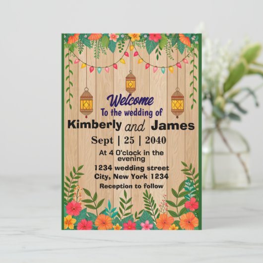 Romantische Hochzeitseinladung Einladung (Stehend Vorderseite)