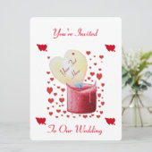 Romantische Hochzeitseinladung mit rotem Herz Einladung (Stehend Vorderseite)