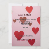Romantische Hochzeitseinladung mit roten Herzen Einladung (Vorderseite)