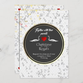 Romantische Hochzeitseinladung Swan Design Einladung