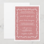 Romantische Hochzeitsfeier an der Wasserfarbengren Einladung (Vorne/Hinten)