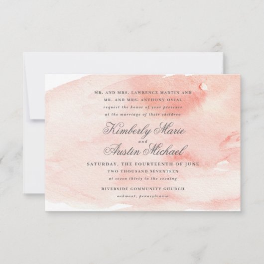 Romantische Hochzeitsfeier Einladung (Vorderseite)