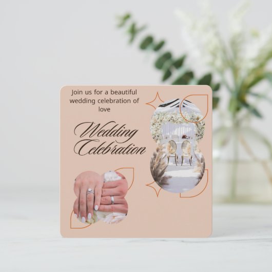 Romantische Hochzeitsfeier Einladung | elegant (Stehend Vorderseite)