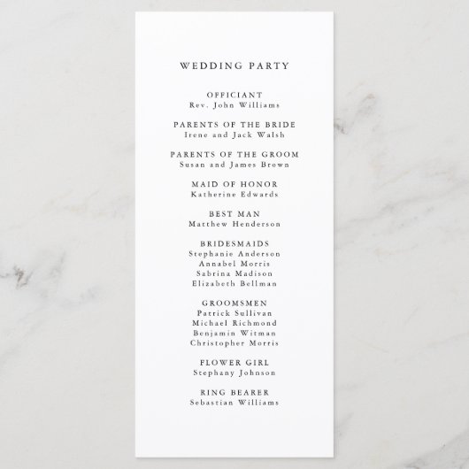 Romantische Hochzeitsfeier für klassische Kalligra Programm (Rückseite)