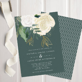Romantische Hochzeitsfeier & Goldene Hochzeit Einladung
