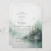 Romantische Hochzeitsfeier im grünen Wald Einladung (Vorne/Hinten)