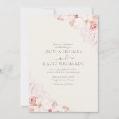 Romantische Hochzeitsfeier in Beige und Rosa Einladung (Vorderseite)