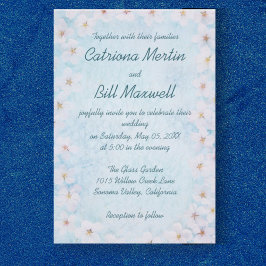 Romantische Hochzeitsfeier mit Blauer Flora Einladung