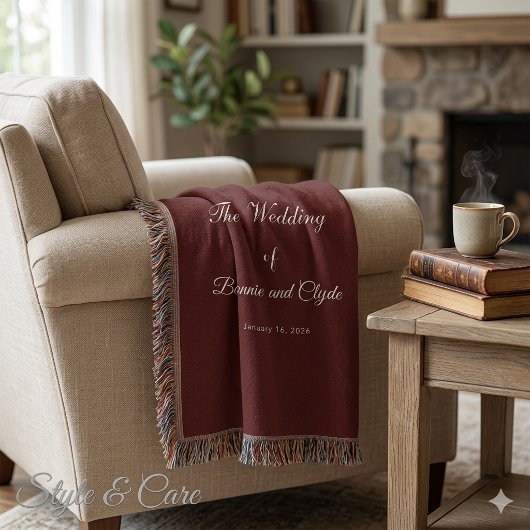 Romantische Hochzeitsfeier verbranntes Maroon Decke