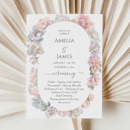 Romantische Hochzeitsfeierprogramme für Peony Flor Einladung