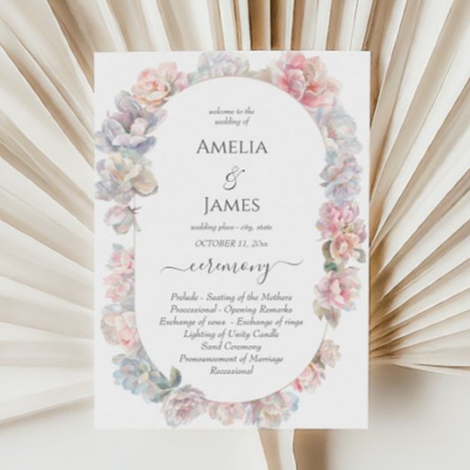 Romantische Hochzeitsfeierprogramme für Peony Flor Einladung