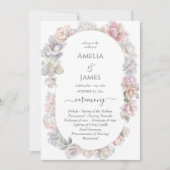 Romantische Hochzeitsfeierprogramme für Peony Flor Einladung (Vorderseite)