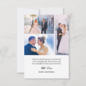 Romantische Hochzeitsfotocollage Vielen Dank Dankeskarte (Rückseite)