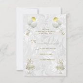 Romantische Hochzeitsglocken & Champagnerflöten RSVP Karte (Rückseite)