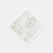 Romantische Hochzeitsglocken & Champagnerflöten Serviette (Ecke)