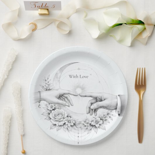 Romantische Hochzeitshände Minimalistisch Pappteller (Hochzeit)