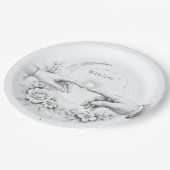 Romantische Hochzeitshände Minimalistisch Pappteller (Schrägansicht)