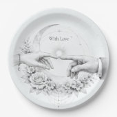 Romantische Hochzeitshände Minimalistisch Pappteller (Vorderseite)