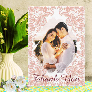 Romantische Hochzeitsjubiläums-Fotokarte mit rosa  Dankeskarte