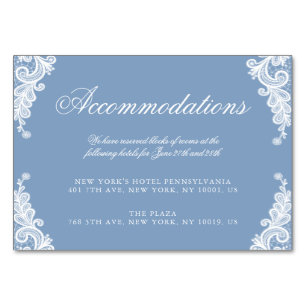 Romantische Hochzeitskarte Lace Blue Tischnummer