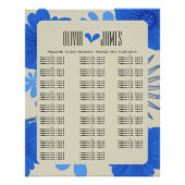 Romantische Hochzeitskarte mit Blauer Flora Poster (Vorderseite)