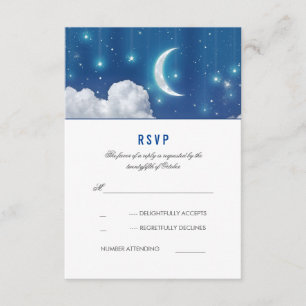 Romantische Hochzeitskarte "Moon and Stars" RSVP Karte