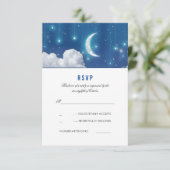 Romantische Hochzeitskarte "Moon and Stars" RSVP Karte (Stehend Vorderseite)