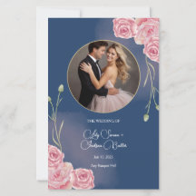 Romantische Hochzeitskarte Navy Blue & Blush Pink