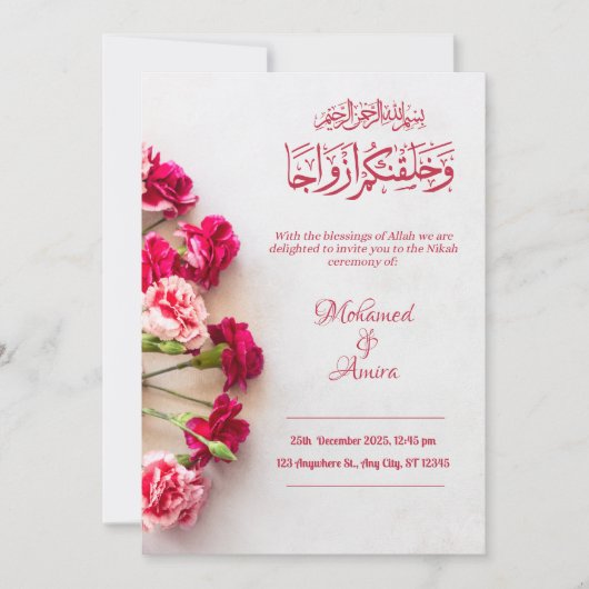 Romantische Hochzeitskarte Rote Flora Karte (Vorderseite)