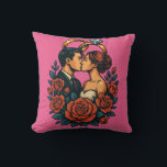 Romantische Hochzeitskuppelkissen Kissen<br><div class="desc">Mit diesem eleganten Kopfkissen im Hochzeitstil fügen Sie jedem Ort eine romantische Touch hinzu. Mit einer atemberaubenden 3D-Vektorgrafik eines liebenden Paares, goldenen Hochzeitsringen und zarten Blumenelementen - dieses Kissen ist sowohl emotional einnehmend als auch künstlerisch mutig. Dieses Kissen ist mit weichen, hochwertigen Materialien gestaltet und eignet sich hervorragend für Hochzeiten,...</div>