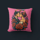 Romantische Hochzeitskuppelkissen Kissen<br><div class="desc">Mit diesem eleganten Kopfkissen im Hochzeitstil fügen Sie jedem Ort eine romantische Touch hinzu. Mit einer atemberaubenden 3D-Vektorgrafik eines liebenden Paares, goldenen Hochzeitsringen und zarten Blumenelementen - dieses Kissen ist sowohl emotional einnehmend als auch künstlerisch mutig. Dieses Kissen ist mit weichen, hochwertigen Materialien gestaltet und eignet sich hervorragend für Hochzeiten,...</div>