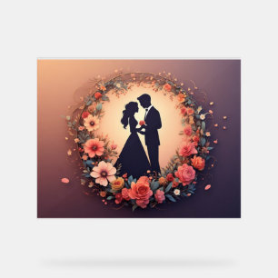 Romantische Hochzeitspaar-Silhouette Acrylschild