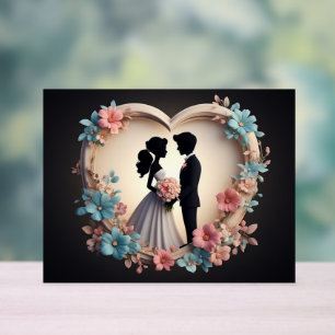 Romantische Hochzeitspaar-Silhouette Acrylschild