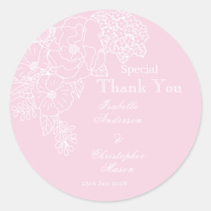 Romantische Hochzeitspäonien Zartes Rosa Runder Aufkleber