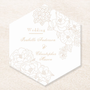 Romantische Hochzeitspfingstrosen Elfenbeinweiß Untersetzer