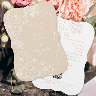 Romantische Hochzeitspfingstrosen Zarte Elfenbein Einladung