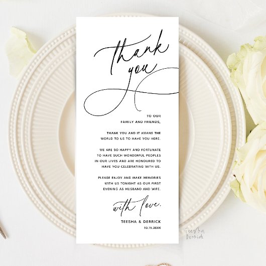 Romantische Hochzeitsplatz-Dankeskarten-Anordnung Programm