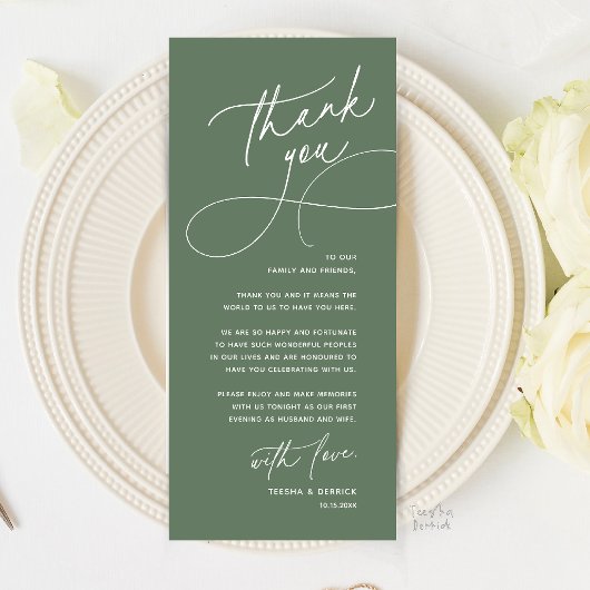 Romantische Hochzeitsplatz-Dankeskarten-Anordnung Programm