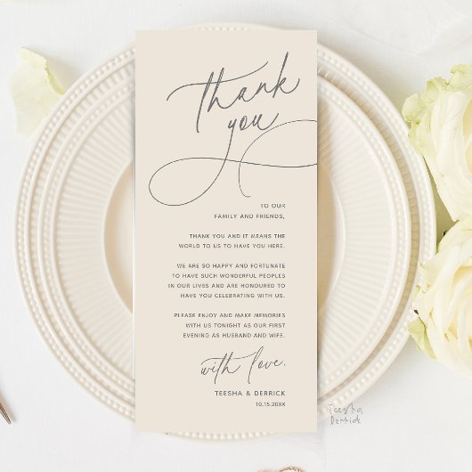 Romantische Hochzeitsplatz-Dankeskartenkulisse Programm