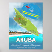 Romantische Hochzeitsreise Aruba Insel Karte Poster (Vorne)