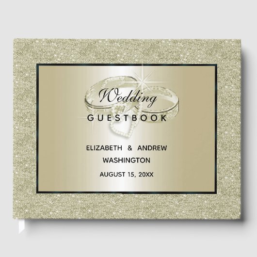 Romantische Hochzeitsrings, Hochzeiten mit Gold Gl Gästebuch (Vorderseite)