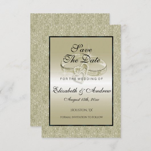 Romantische Hochzeitsrings, Hochzeiten mit Gold Gl Save The Date (Vorne/Hinten)